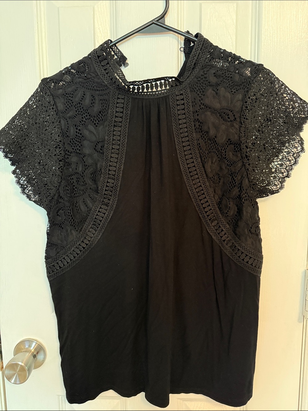 Cable & Gauge Black Crochet Lace Yoke Blouse – Medium - Picture 2 of 8